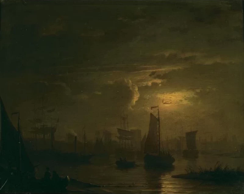 Scena del porto al chiaro di luna
